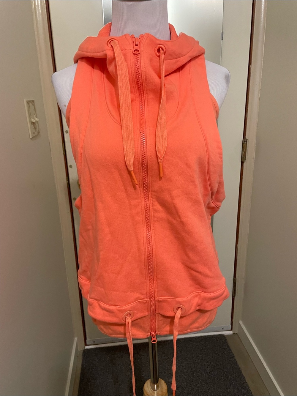 Adidas by Stella McCartney Bright Orange Sleeveless Zip Hoodie